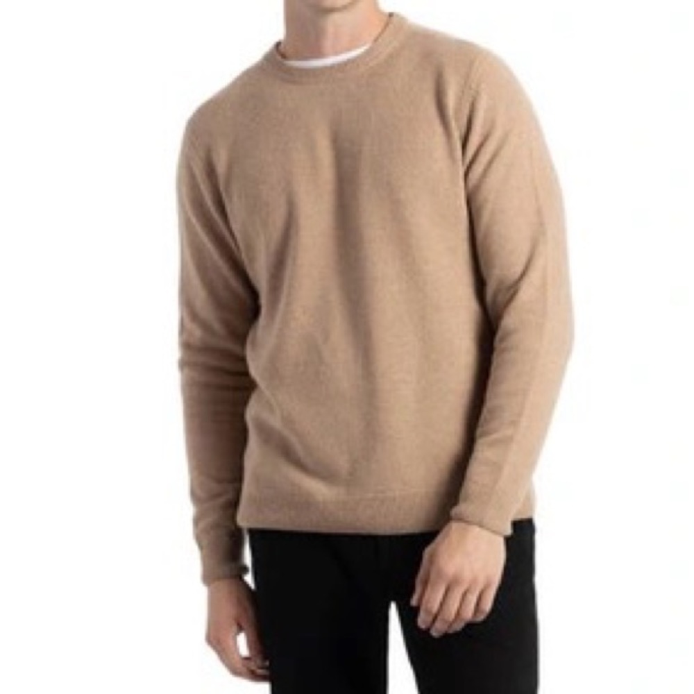 Soft Cloth Crewneck Merino Wool Jersey Sweatshirt Sweater Dark Vicuna